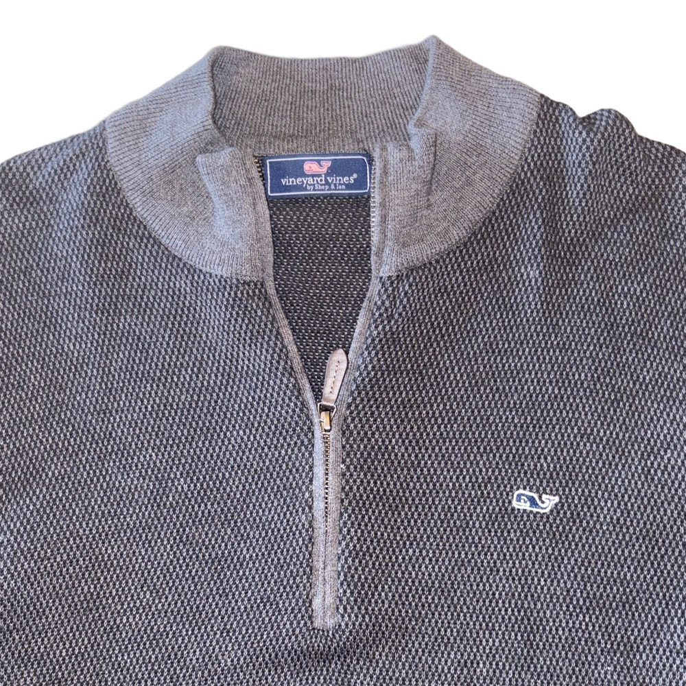 Vineyard Vines Men’s XL Gray Quarter Zip Sweater Pullover Whale Logo Cotton